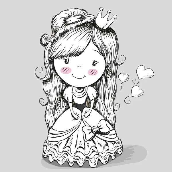 Pretty Drawing Princess — Stock Vector