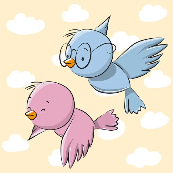 Dvě roztomilé ptáky — Stockový vektor