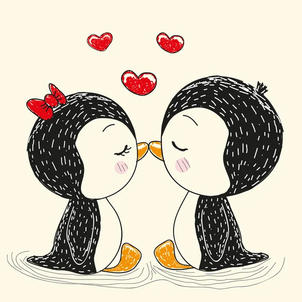 Two cute penguins — Stock Vector