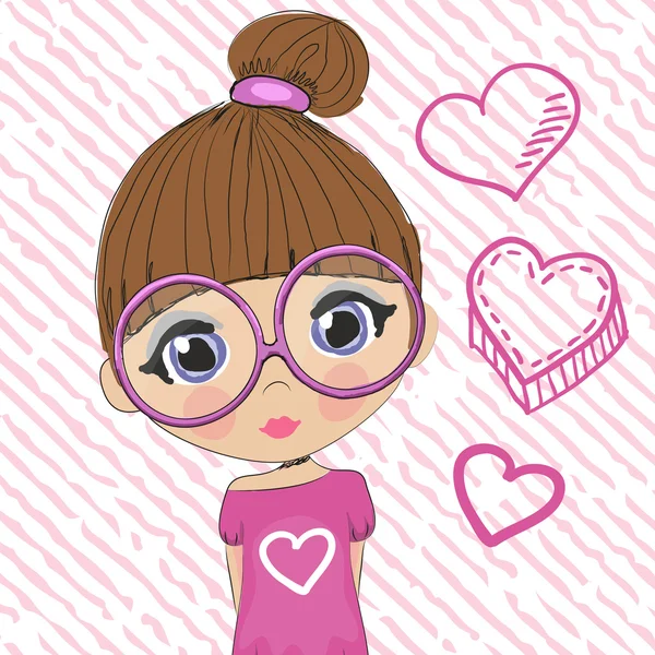 Cute Cartoon Girl — Stock Vector