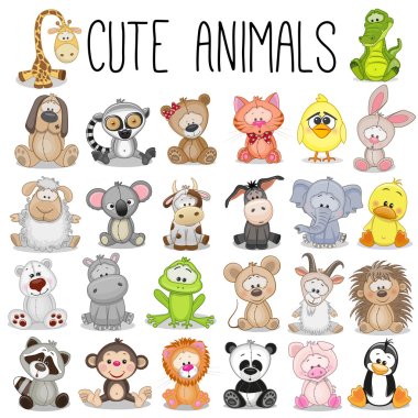 Картина, постер, плакат, фотообои "набор милых животных постеры животные", артикул 96951682