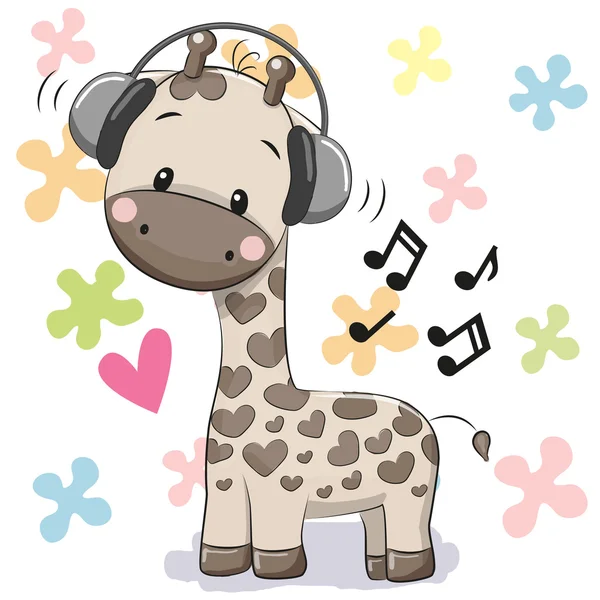 Giraffe with headphones — Stock Vector