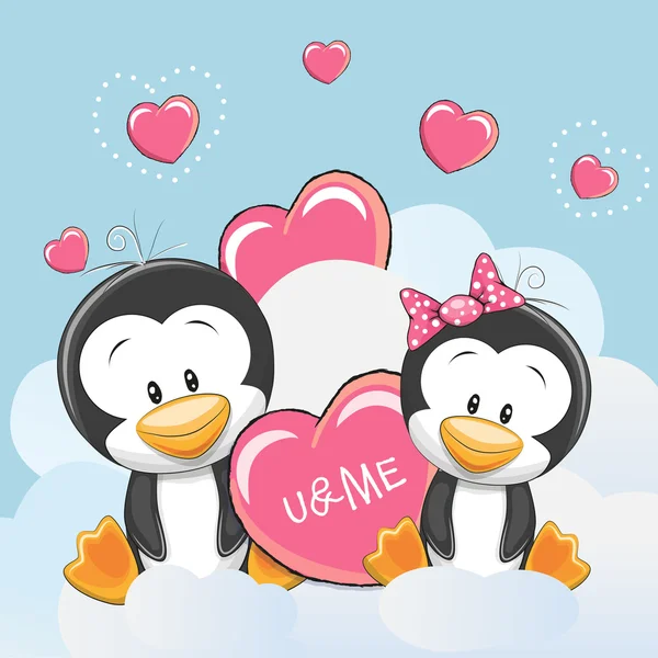 Due simpatici pinguini — Vettoriale Stock