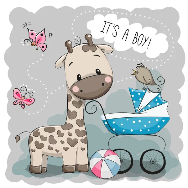 Kinderwagen en Giraffe — Stockvector