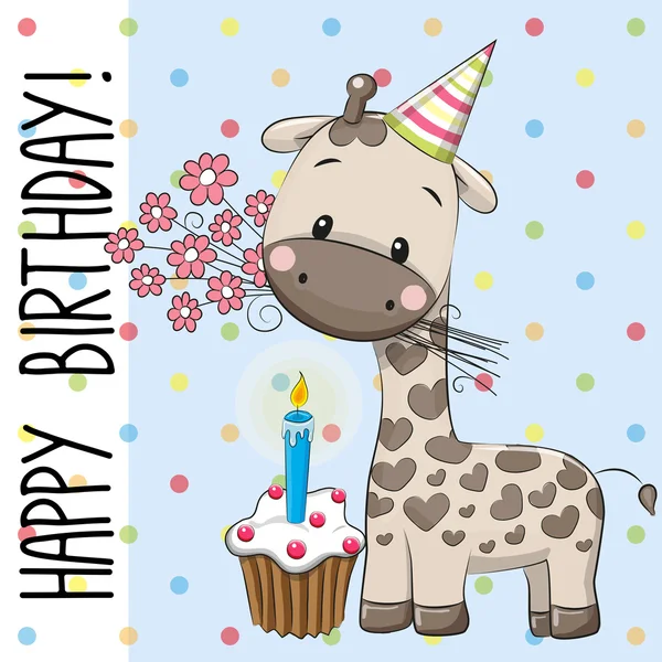 Niedliche Giraffe mit Kuchen — Stockvektor