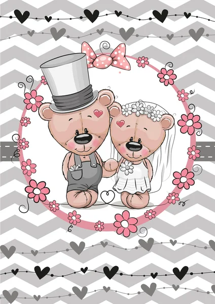 Teddy Bride and Teddy groom — Stock Vector
