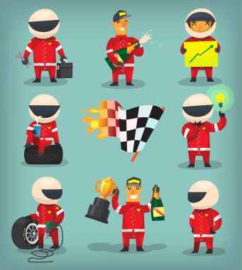 Racing workers and drivers clipart