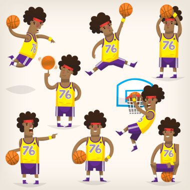 Colorful basketball players on a field vector Colorful basketball players on a field vector