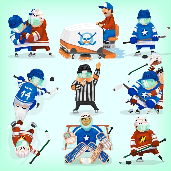 Набор хоккеистов — стоковый вектор