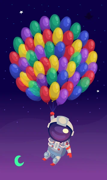 Astronauta con globos — Vector de stock