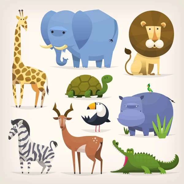 Oiseaux et animaux tropicaux — Image vectorielle