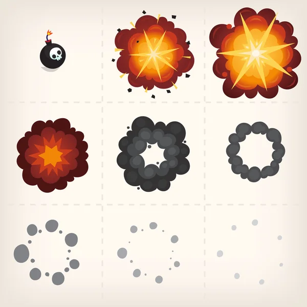 Tecknad explosion animation — Stock vektor