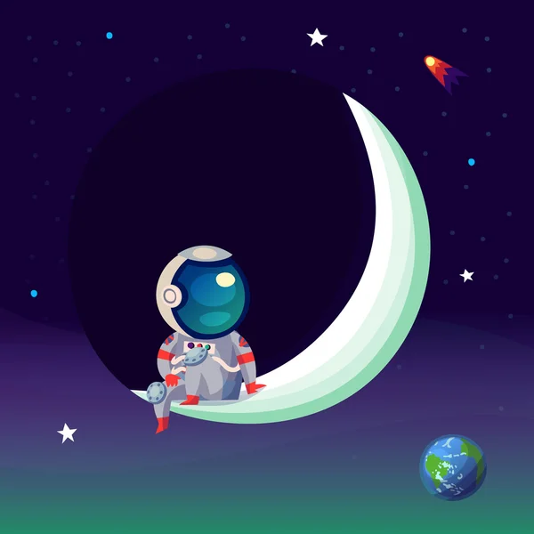 Uzayda Astronot — Stok Vektör