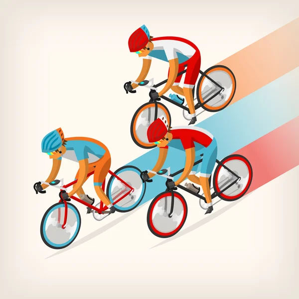 Människor ridning cykel i full fart — Stock vektor