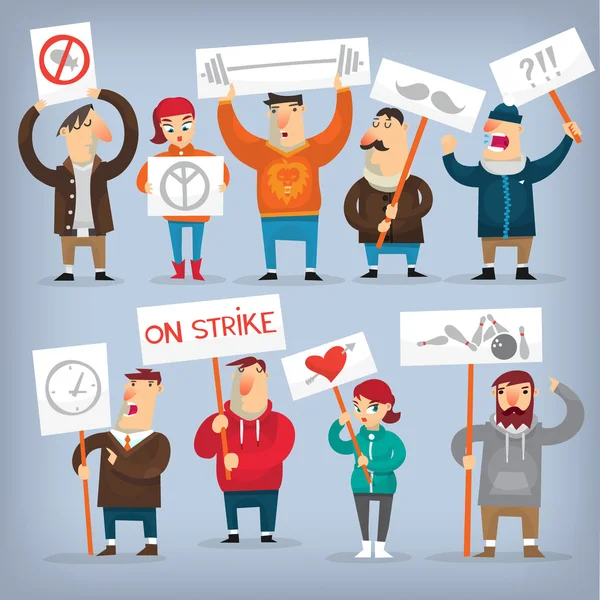 Set of protesting people — Stock Vector