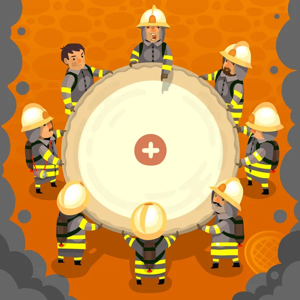 Uppsättning av brandman på jobbet — Stock vektor