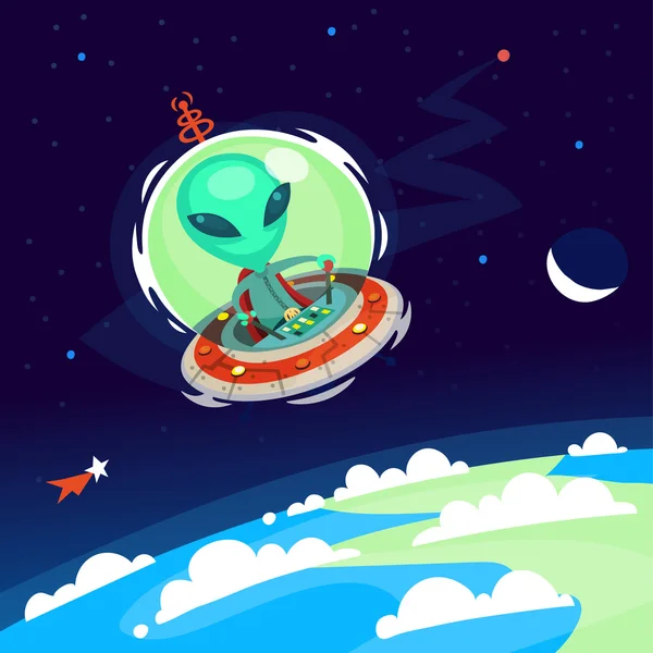 Alien dans le ciel — Image vectorielle