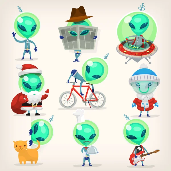 Set of aliens — Stock Vector