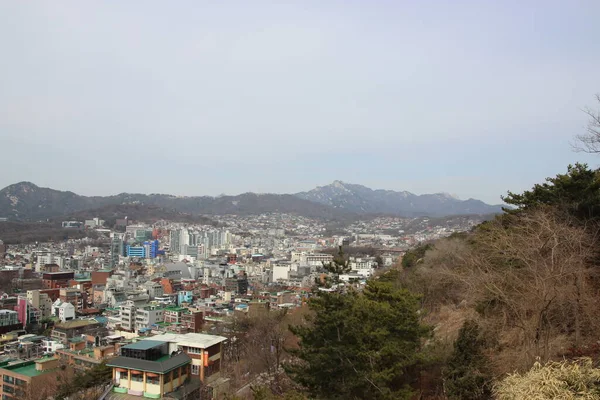 从韩国上空俯瞰城市 — 图库照片