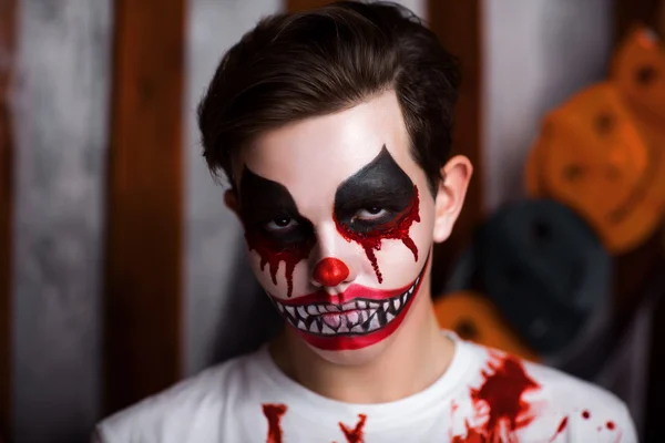 Horror clown makijaż — Zdjęcie stockowe