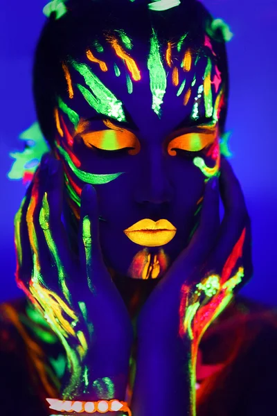 Neon compõem arte brilhante pintura — Fotografia de Stock