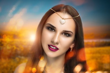 Güzel bir genç kızın portresi.