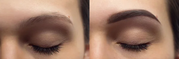 Cejas perfectas antes de después — Foto de Stock