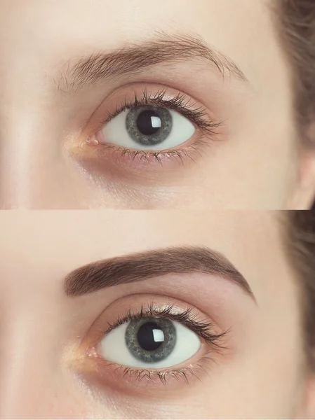 Perfect Eyebrows Before After — Stock Photo, Image