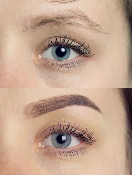 Perfect Eyebrows Before After — Stock Photo, Image