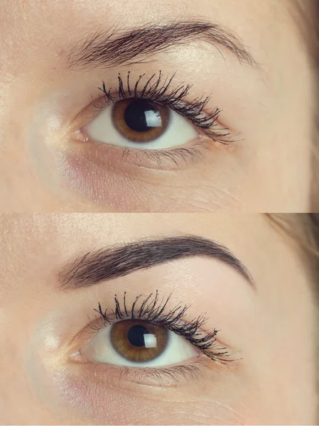 Perfect Eyebrows Before After — Φωτογραφία Αρχείου