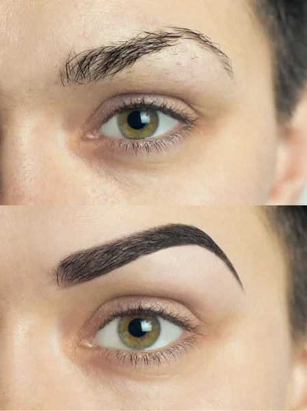 Cejas perfectas antes de después —  Fotos de Stock