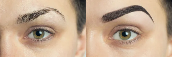 Perfect Eyebrows Before After — Stock Photo, Image