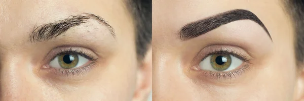 Cejas perfectas antes de después — Foto de Stock