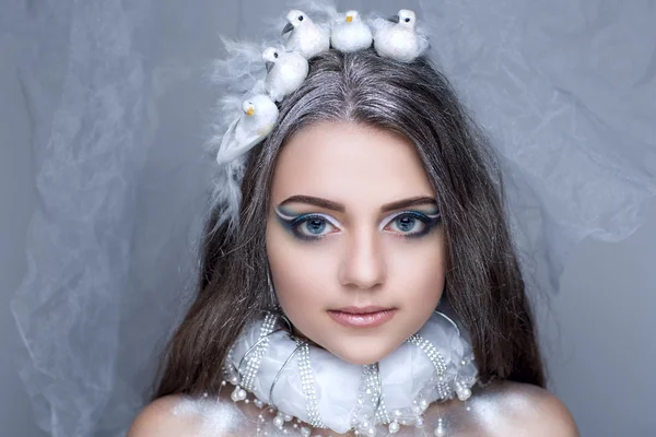 Snow birds woman