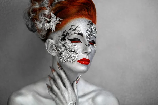 Silver woman art — Stock Photo, Image