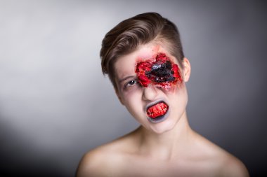 Horror film bleeding face