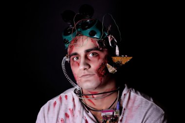 Techno zombie bloody face