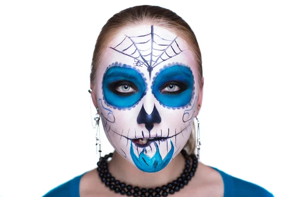 Máscara de crânio branco azul — Fotografia de Stock