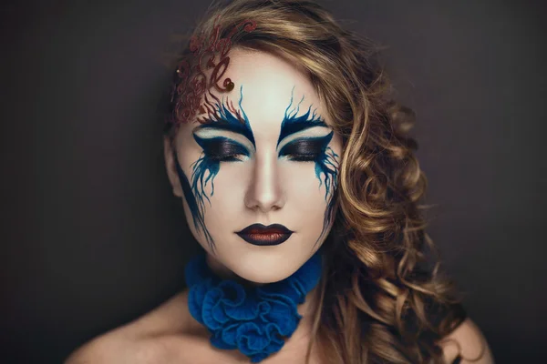 Make-up voor blauwe kunst — Stockfoto