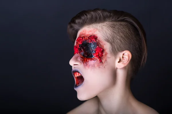 Horror film bleeding face