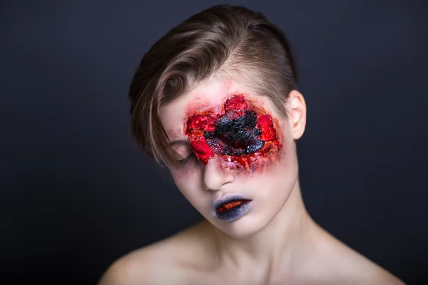 Horror film bleeding face — Stock Photo, Image