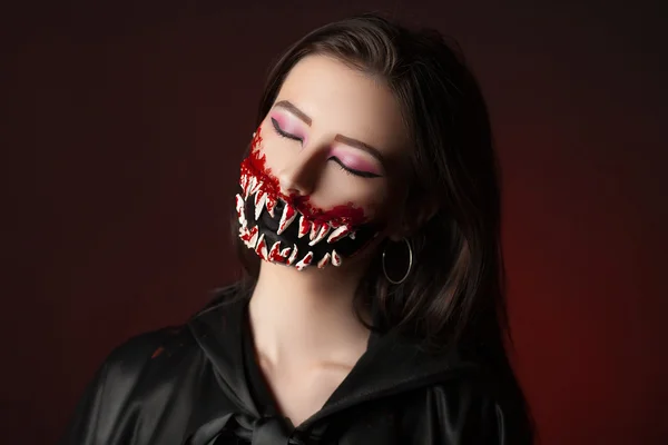 Teeth Halloween Woman — Stockfoto