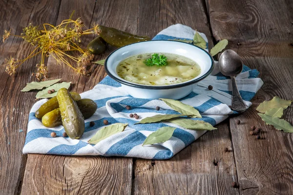 Суп с маринованным огурцом — стоковое фото