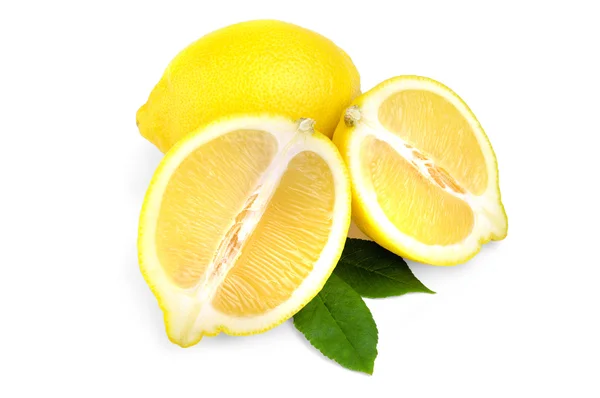 Lemon and a slice on white background — Stock Photo, Image