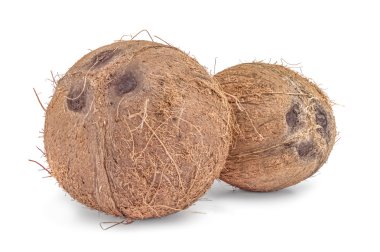 Beyaz arkaplanda izole hindistan cevizleri