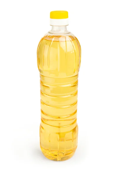 塑料瓶中的蔬菜或葵花籽油 — 图库照片