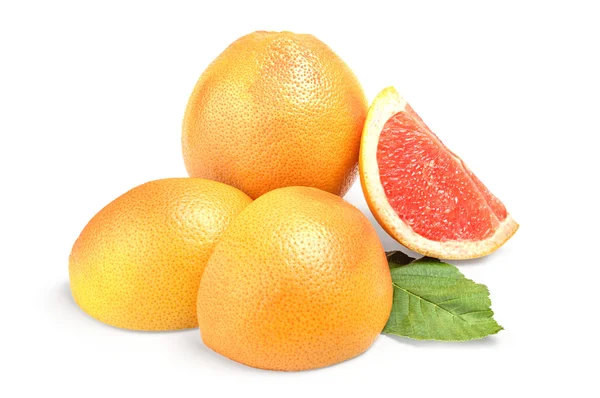 Grapefruit met slice op witte achtergrond — Stockfoto