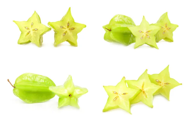 Collage de frutos estrellados aislados sobre un fondo blanco — Foto de Stock