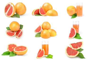 Beyaz arkaplan üzerinde greyfurt kolajı