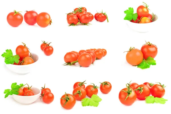 Collage of cherry on a white background cutout — Stock Photo, Image